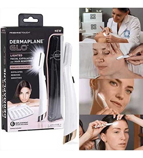 New Arrival Finishing Touch Flawless Dermaplane Glo Lighted Facial Dermaplaning and Hair Remover Tool